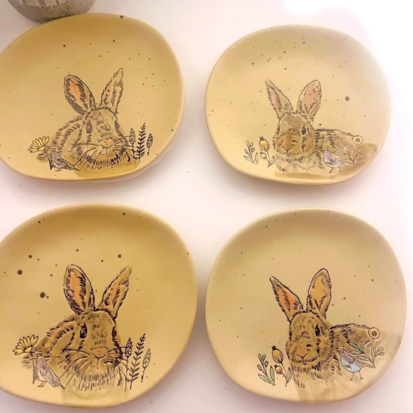 Spring Beige Multi-Color Rabbit Spring,6” Easter Dessert/Appetizer Plates NWT - Picture 3 of 14